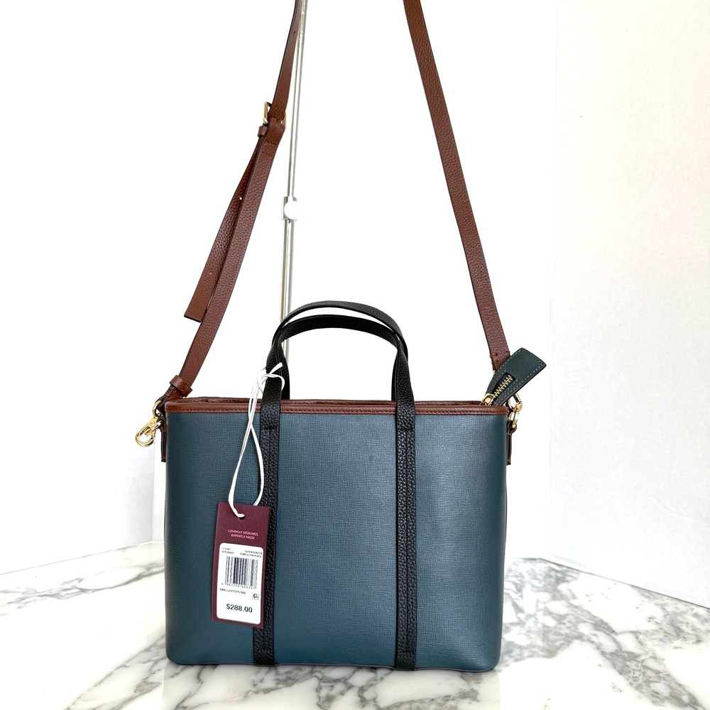 Radley London Templeton Place Blue/Brown leather Small Ziptop Grab Crossbody Bag - Picture 2 of 16